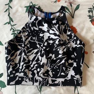 Hollister Black and White Patterned Crop Top